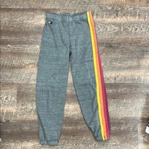 Gray Joggers with Rainbow Stripe
